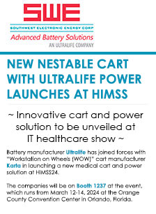 New nestable cart with Ultralife power launches at HIMSS